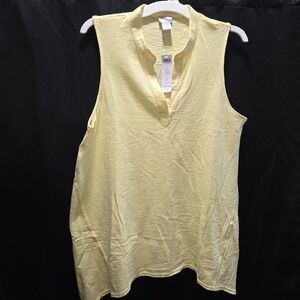 NWT Chicos Womens Sz 2 L Cotton Slub Tunic Tank Top Yellow Vanilla Girl Boho